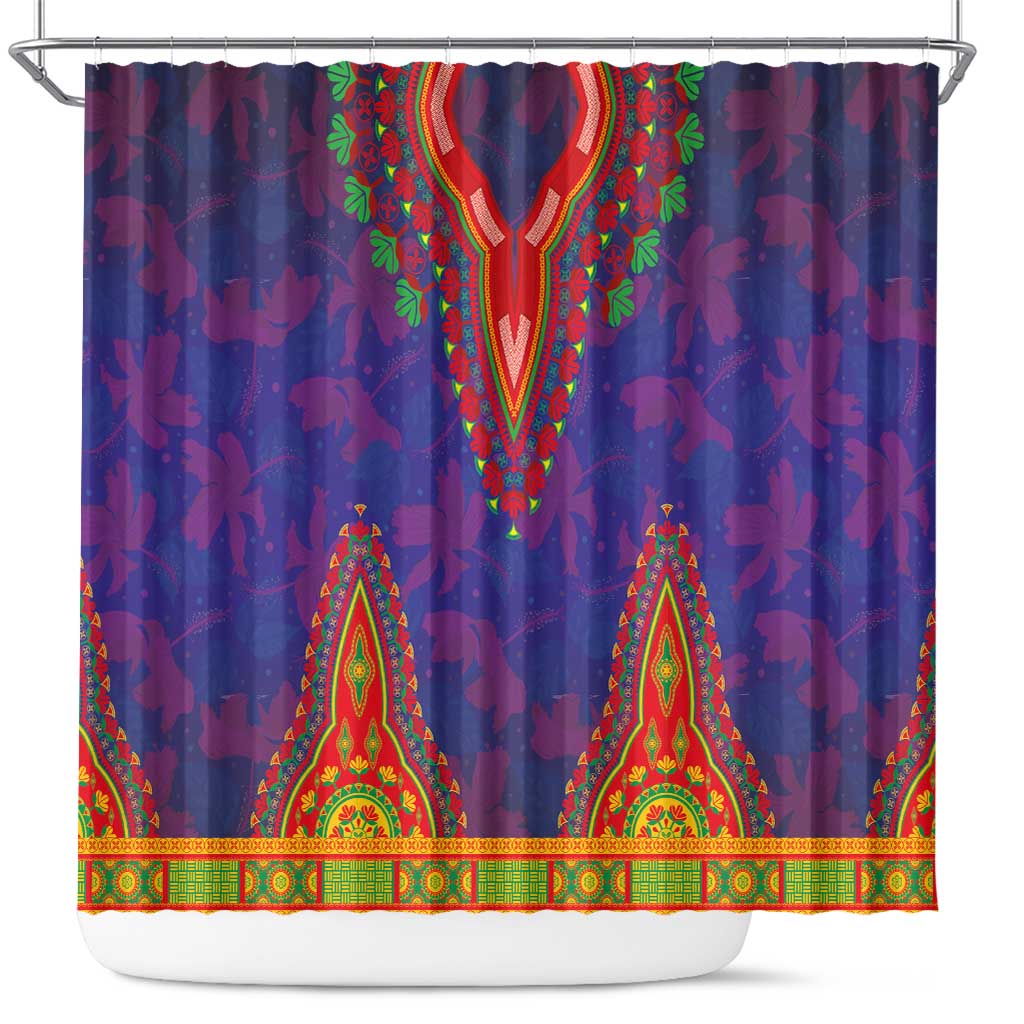 Haiti Choeblack Dashiki Style Shower Curtain Blue Color