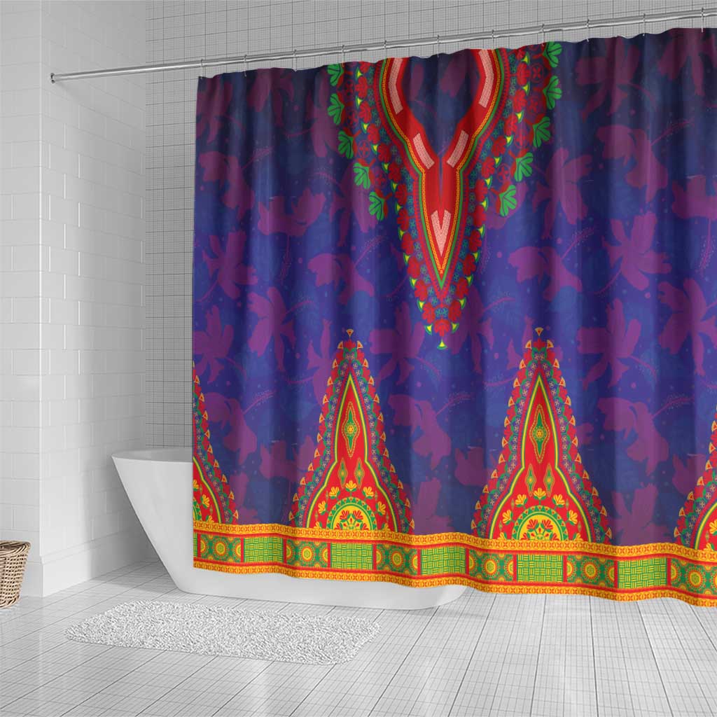Haiti Choeblack Dashiki Style Shower Curtain Blue Color