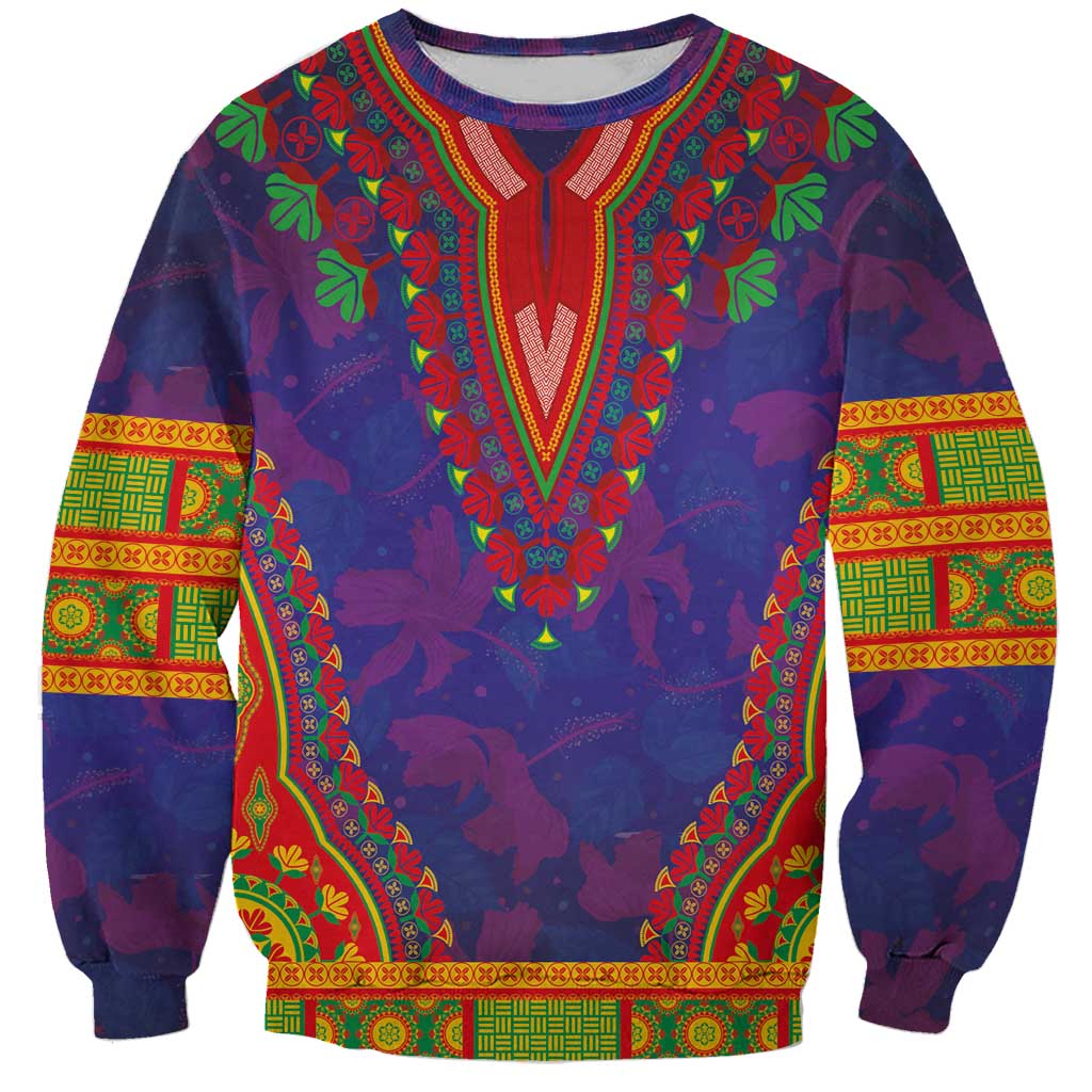 Haiti Choeblack Dashiki Style Sweatshirt Blue Color