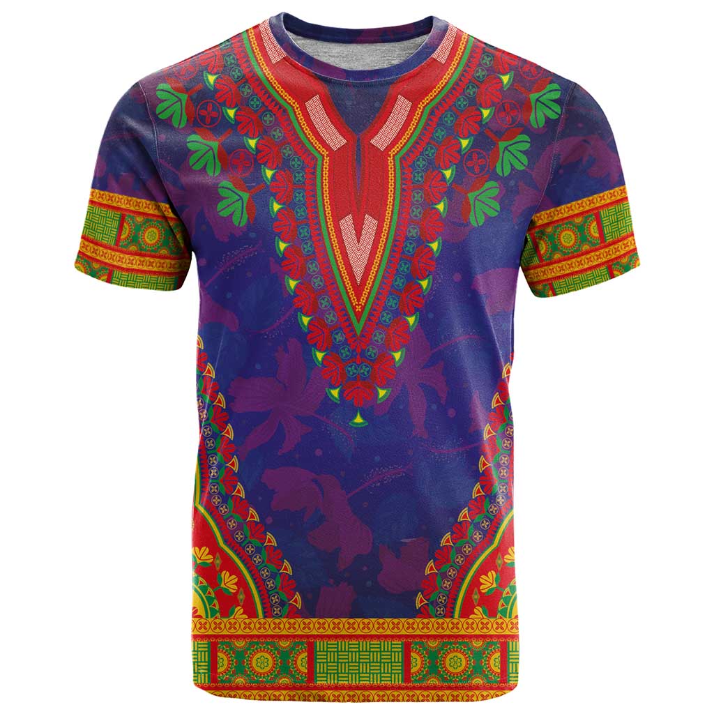 Haiti Choeblack Dashiki Style T Shirt Blue Color