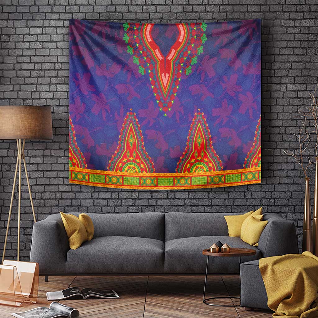 Haiti Choeblack Dashiki Style Tapestry Blue Color