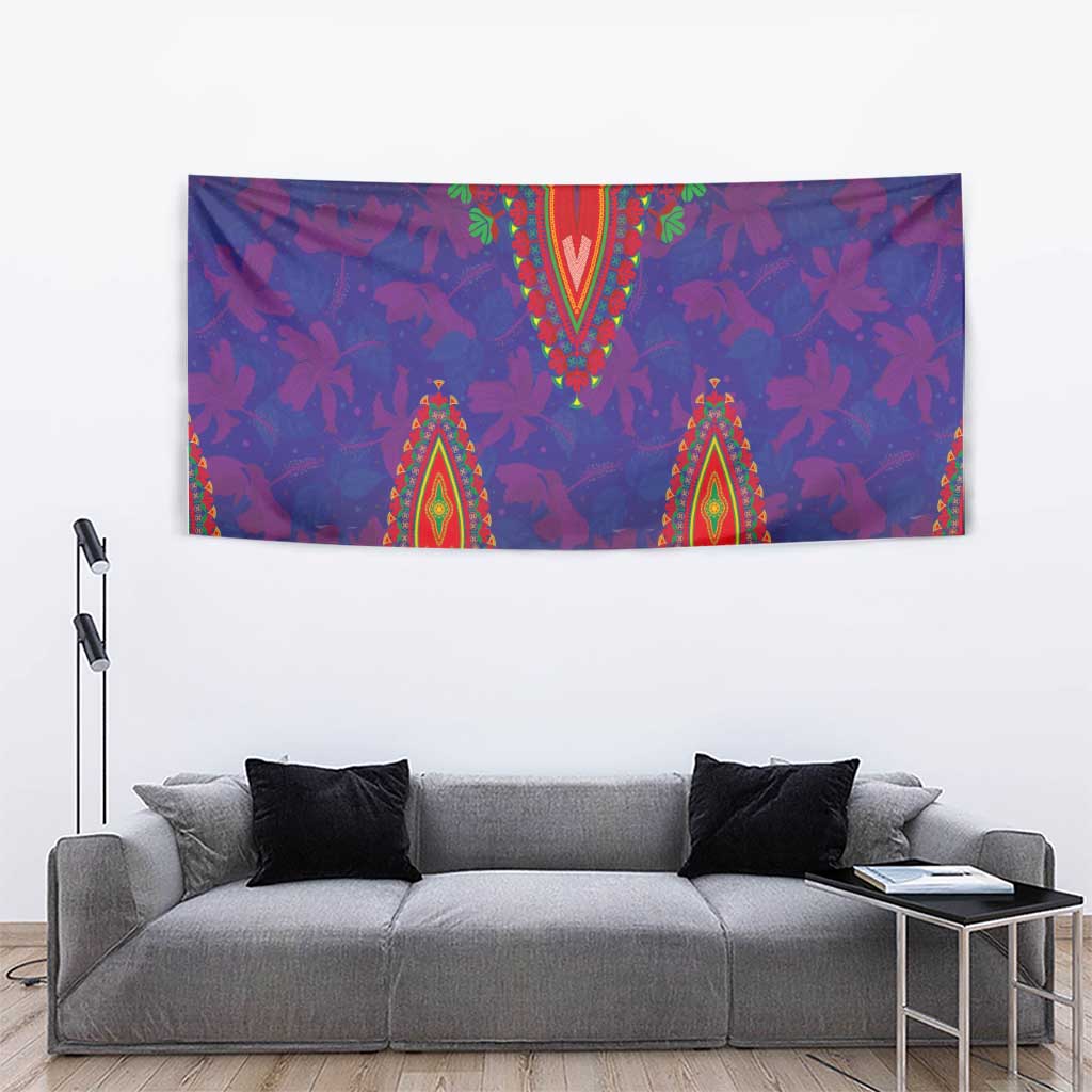 Haiti Choeblack Dashiki Style Tapestry Blue Color