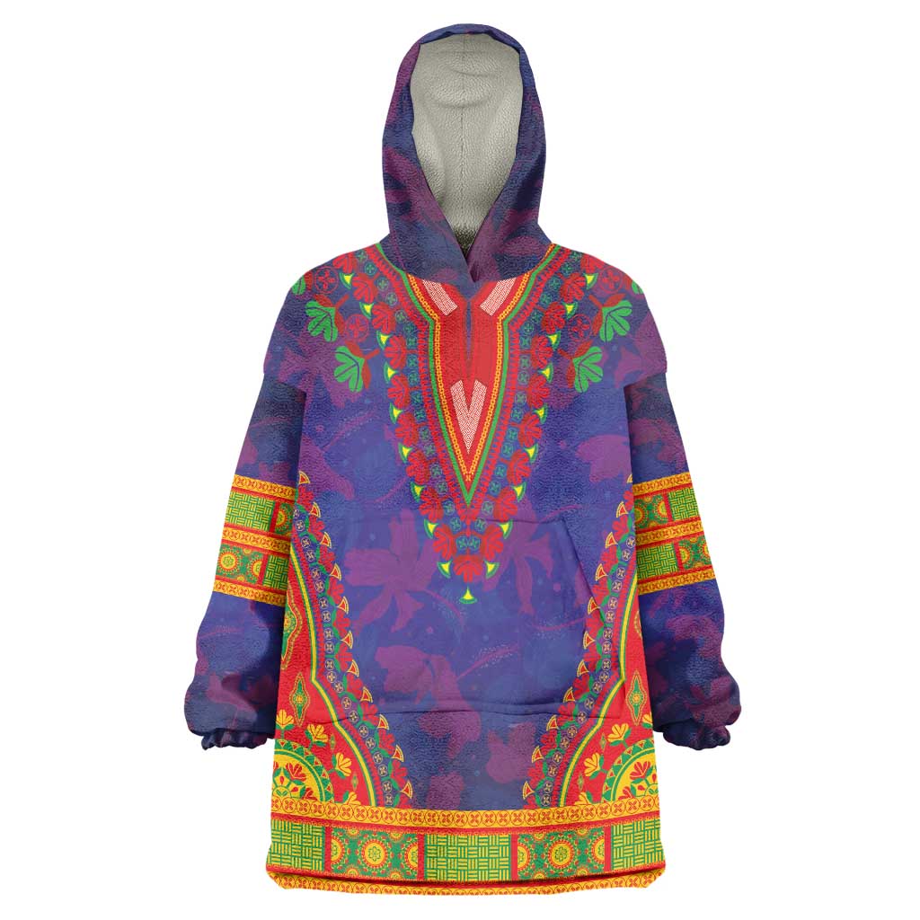 Haiti Choeblack Dashiki Style Wearable Blanket Hoodie Blue Color