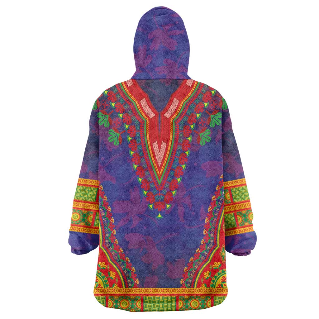 Haiti Choeblack Dashiki Style Wearable Blanket Hoodie Blue Color