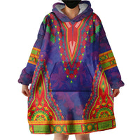 Haiti Choeblack Dashiki Style Wearable Blanket Hoodie Blue Color