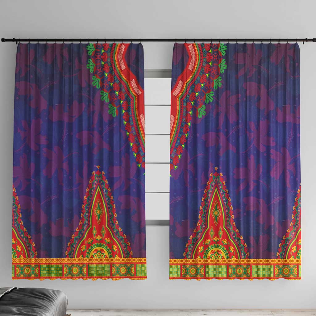 Haiti Choeblack Dashiki Style Window Curtain Blue Color