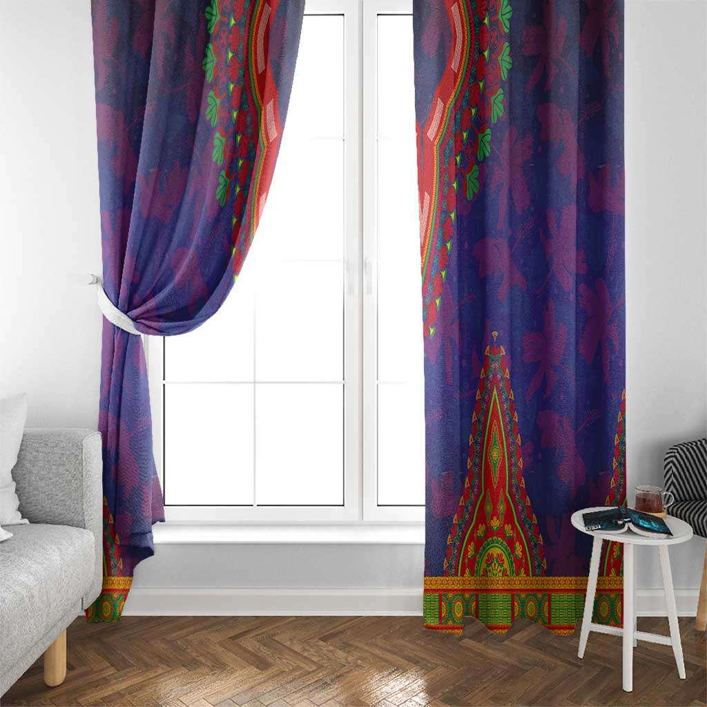 Haiti Choeblack Dashiki Style Window Curtain Blue Color