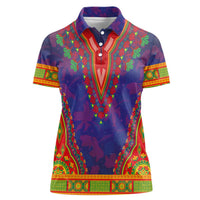 Haiti Choeblack Dashiki Style Women Polo Shirt Blue Color