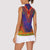 Haiti Choeblack Dashiki Style Women Sleeveless Polo Shirt Blue Color