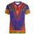 Haiti Choeblack Dashiki Style Women V-Neck T-Shirt Blue Color