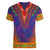 Haiti Choeblack Dashiki Style Women V-Neck T-Shirt Blue Color