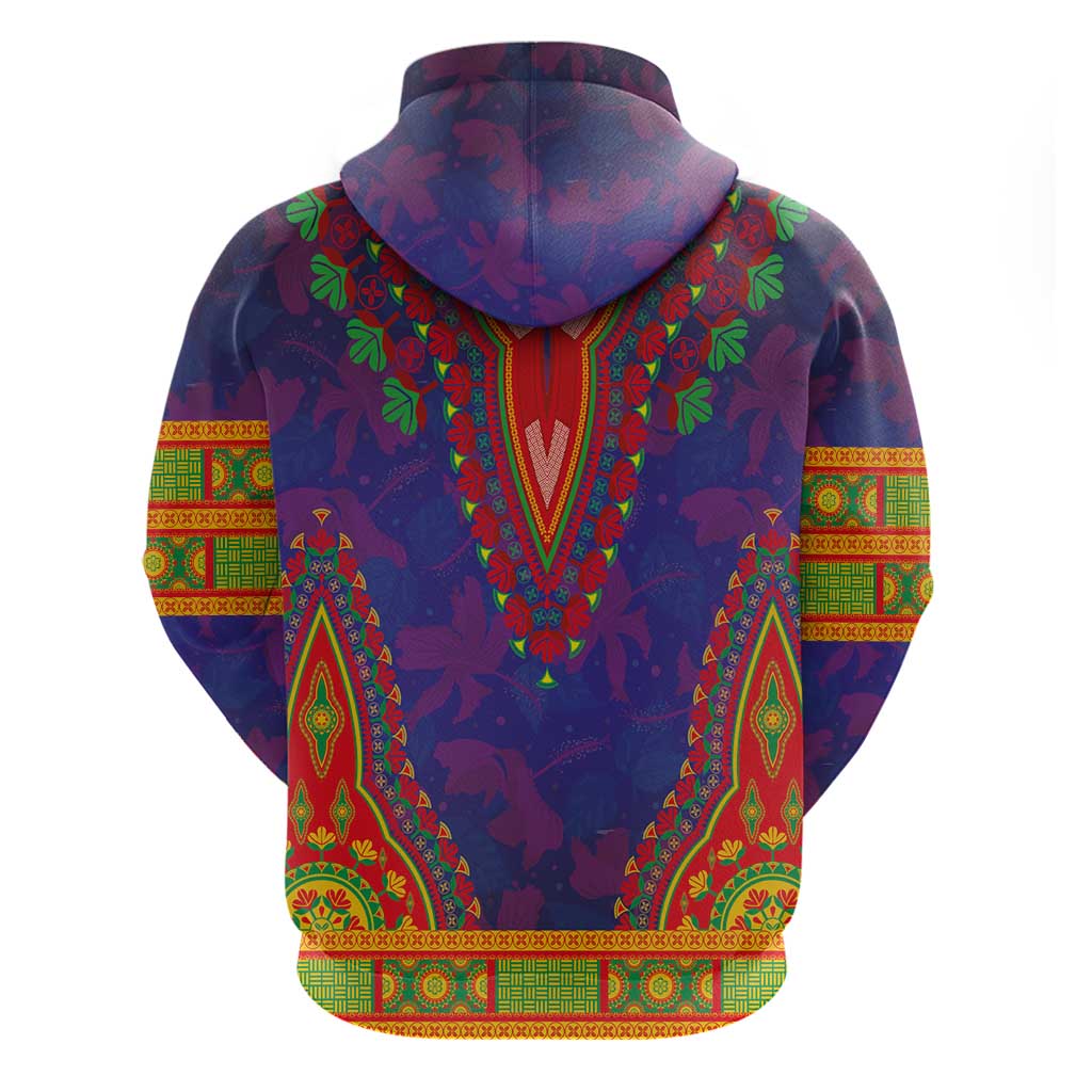 Haiti Choeblack Dashiki Style Zip Hoodie Blue Color