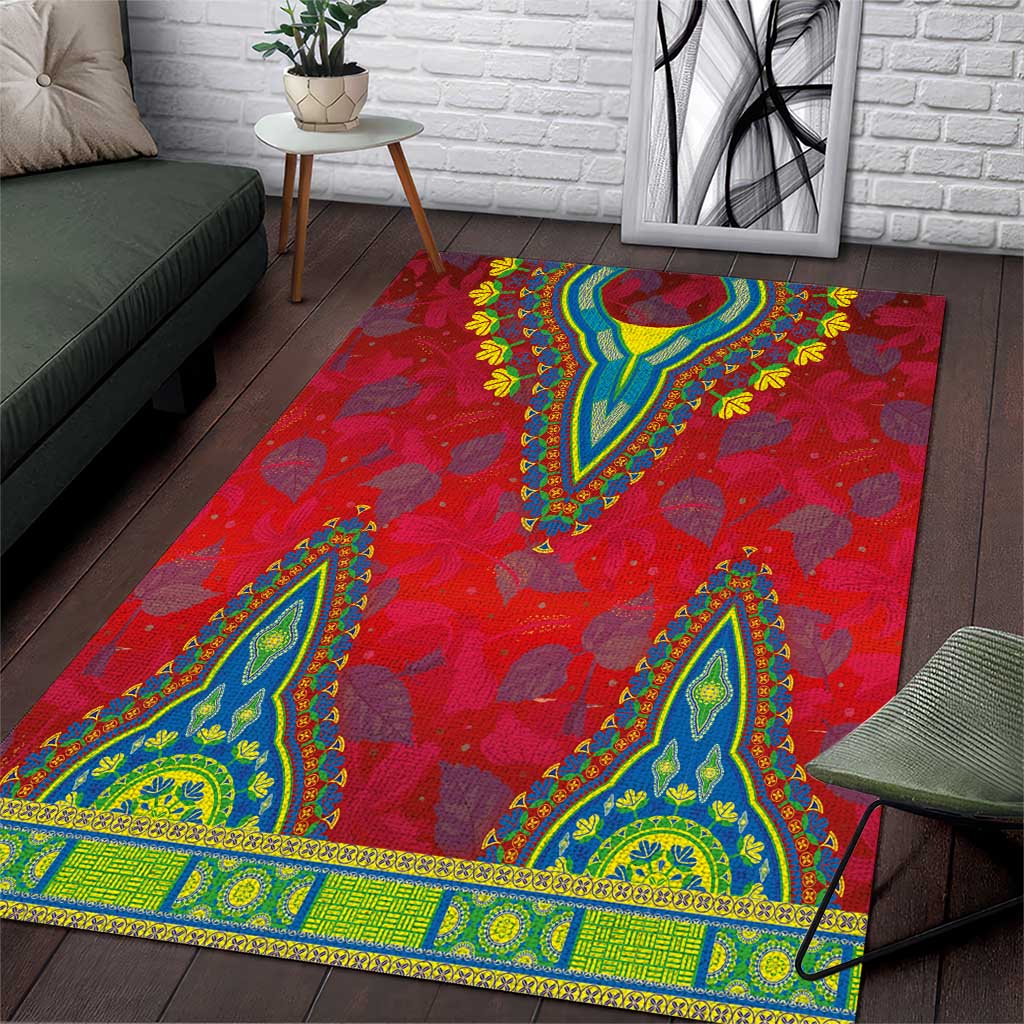 Haiti Choeblack Dashiki Style Area Rug Red Color