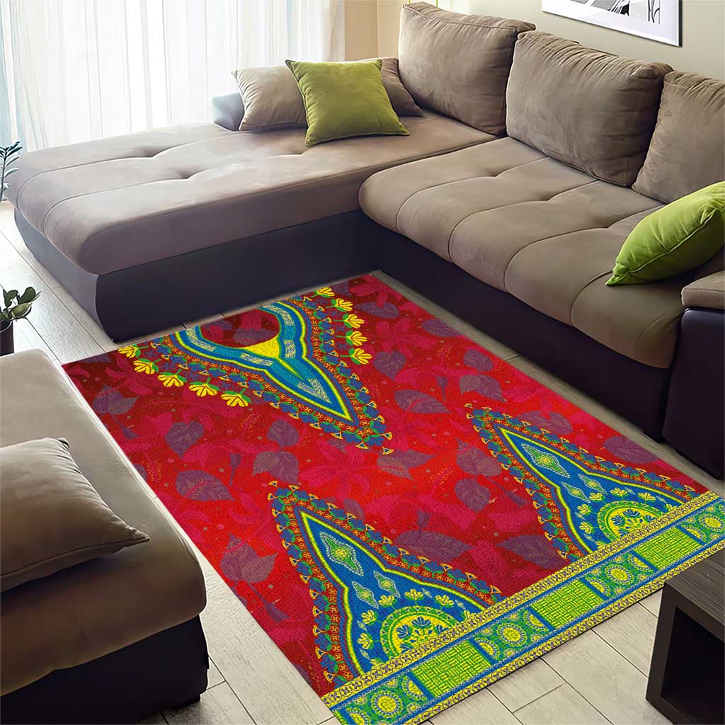 Haiti Choeblack Dashiki Style Area Rug Red Color