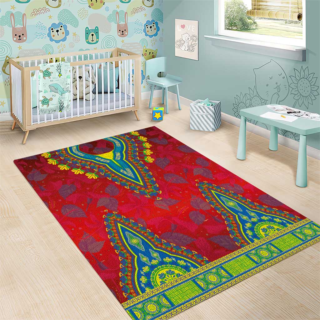 Haiti Choeblack Dashiki Style Area Rug Red Color