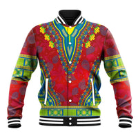 Haiti Choeblack Dashiki Style Baseball Jacket Red Color