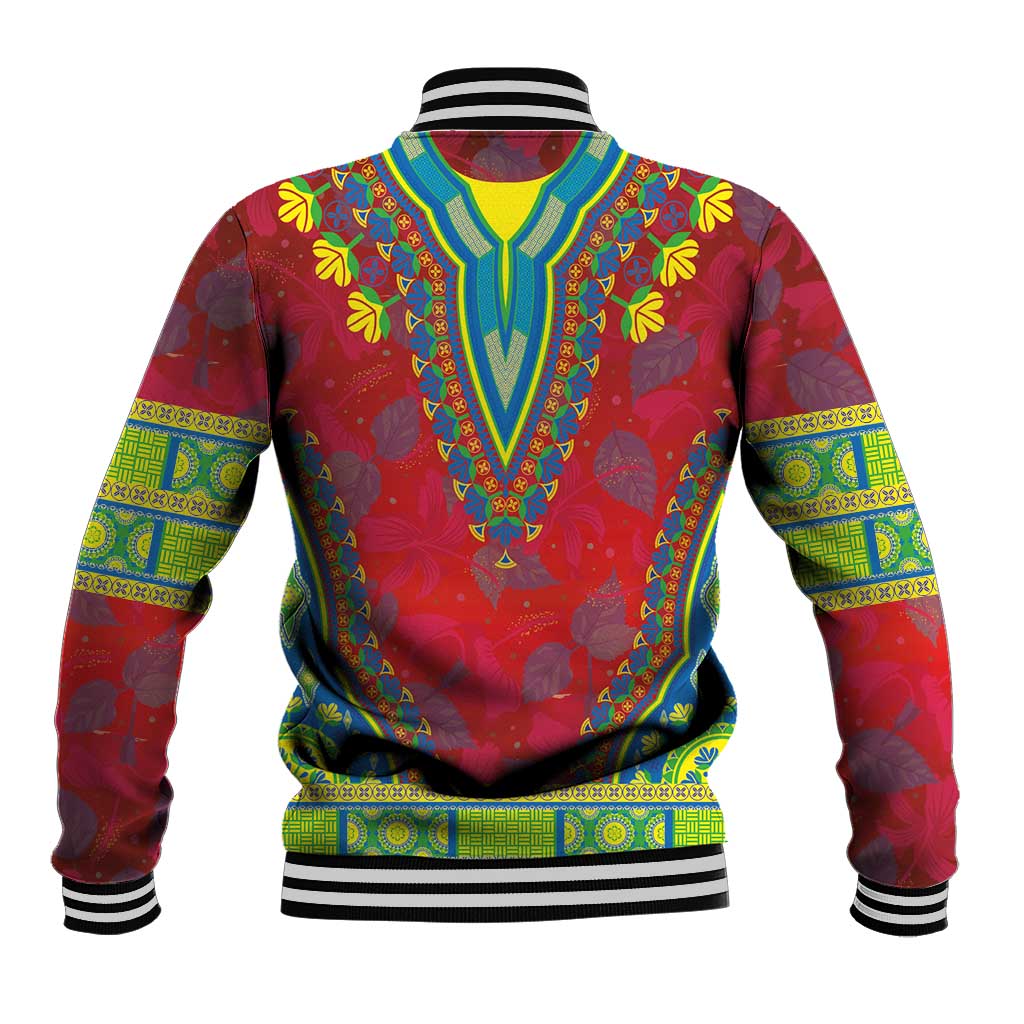 Haiti Choeblack Dashiki Style Baseball Jacket Red Color