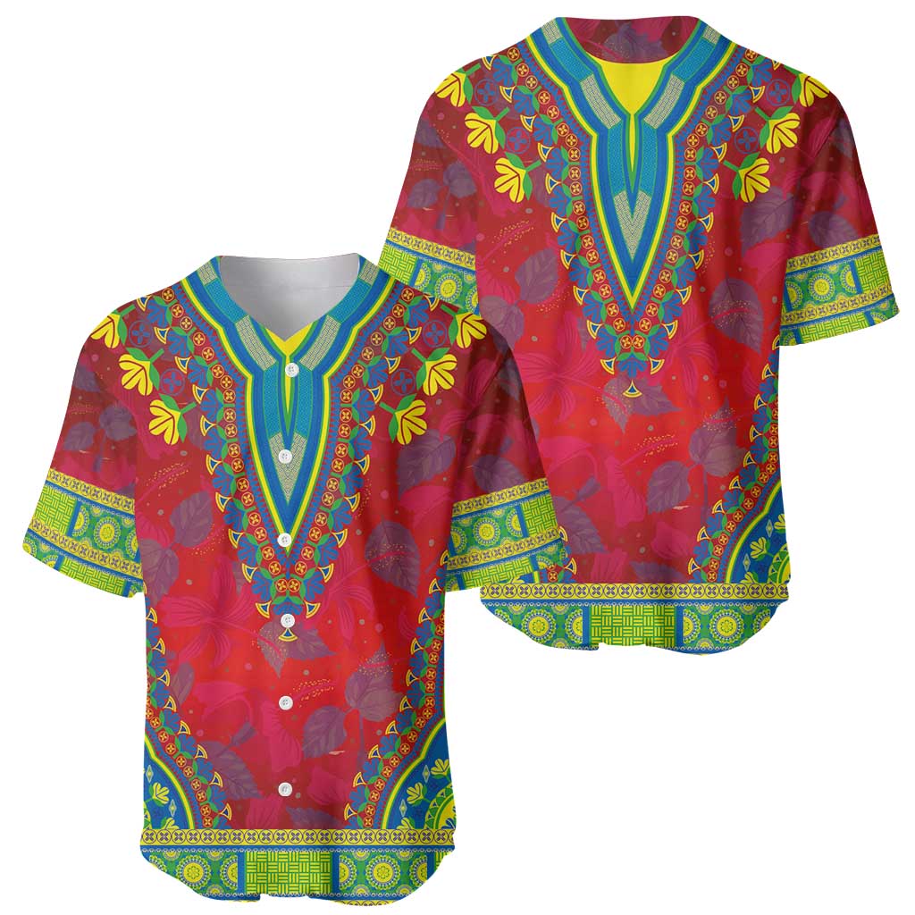 Haiti Choeblack Dashiki Style Baseball Jersey Red Color