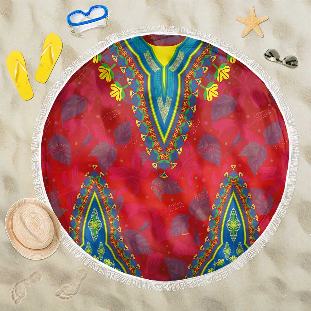 Haiti Choeblack Dashiki Style Beach Blanket Red Color