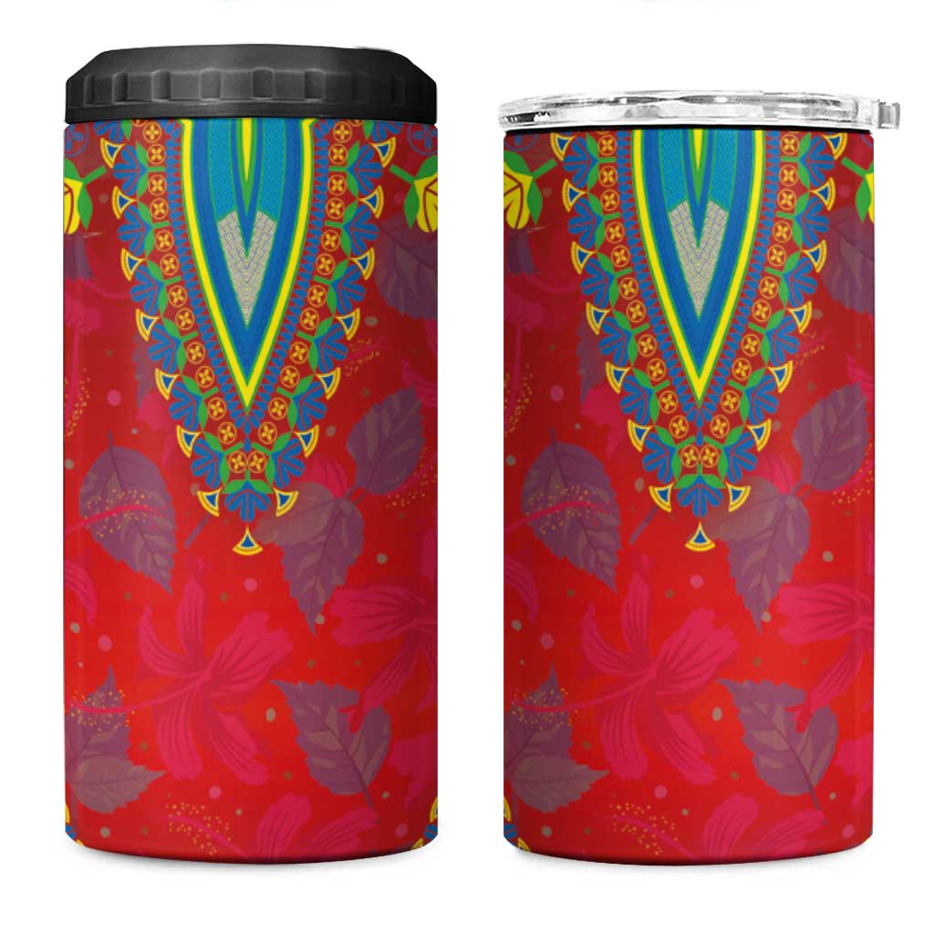 Haiti Choeblack Dashiki Style 4 in 1 Can Cooler Tumbler Red Color