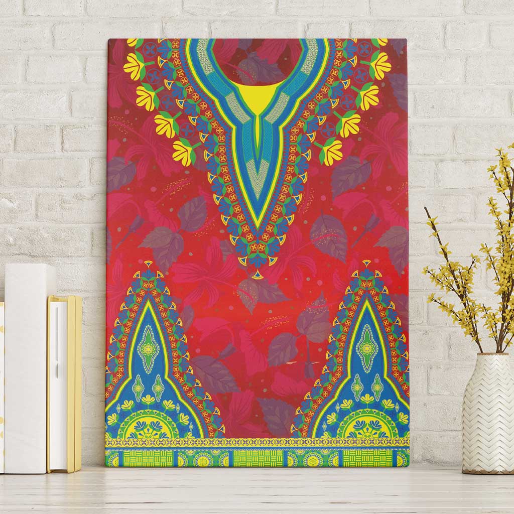 Haiti Choeblack Dashiki Style Canvas Wall Art Red Color