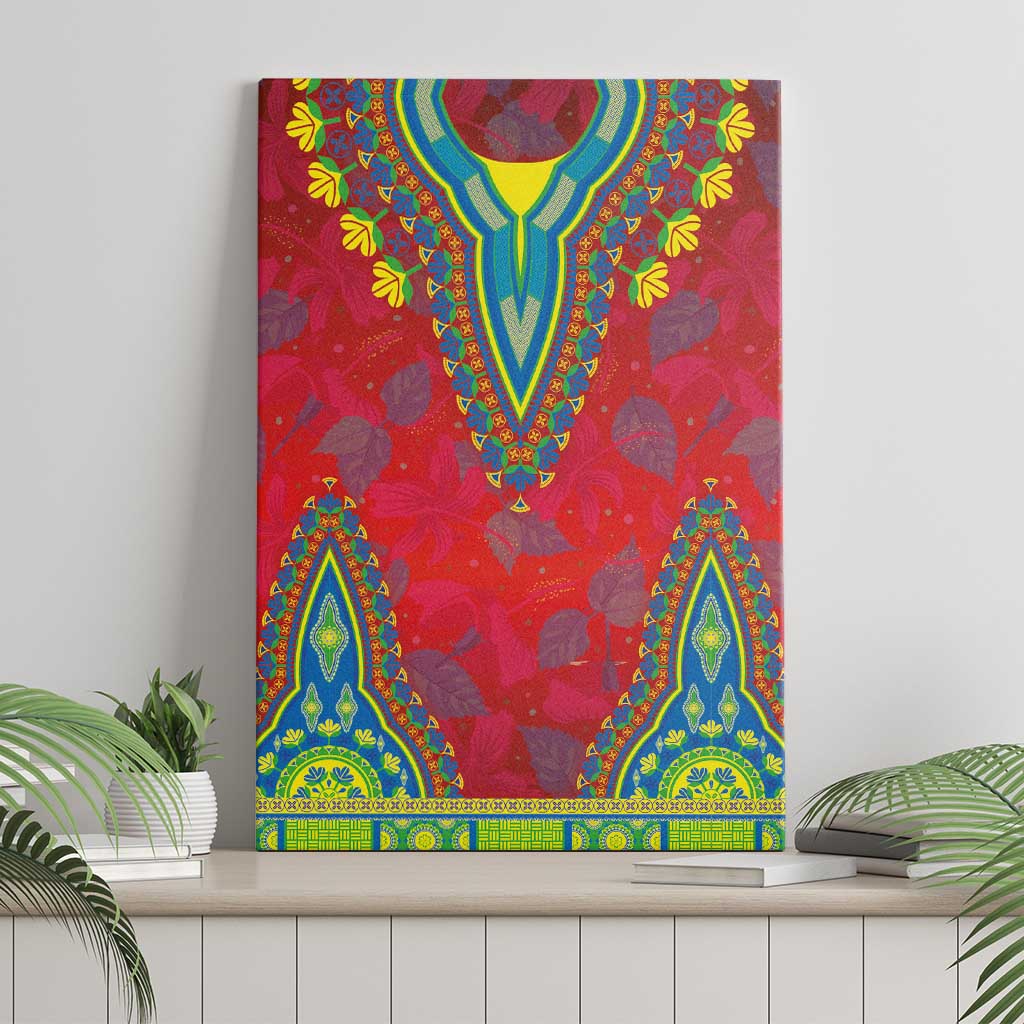 Haiti Choeblack Dashiki Style Canvas Wall Art Red Color