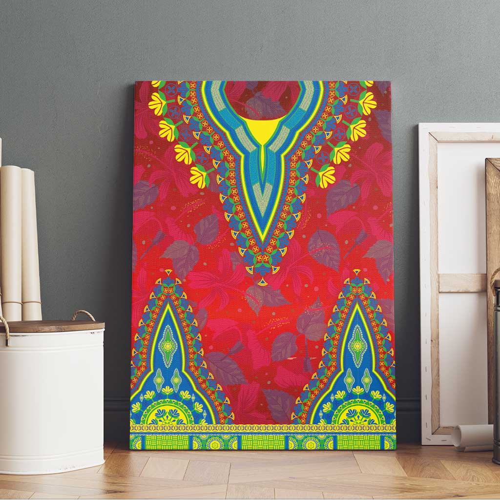 Haiti Choeblack Dashiki Style Canvas Wall Art Red Color
