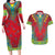 Haiti Choeblack Dashiki Style Couples Matching Long Sleeve Bodycon Dress and Hawaiian Shirt Red Color