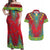 Haiti Choeblack Dashiki Style Couples Matching Off Shoulder Maxi Dress and Hawaiian Shirt Red Color