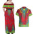 Haiti Choeblack Dashiki Style Couples Matching Off Shoulder Maxi Dress and Hawaiian Shirt Red Color