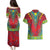 Haiti Choeblack Dashiki Style Couples Matching Puletasi and Hawaiian Shirt Red Color