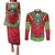 Haiti Choeblack Dashiki Style Couples Matching Puletasi and Long Sleeve Button Shirt Red Color