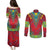 Haiti Choeblack Dashiki Style Couples Matching Puletasi and Long Sleeve Button Shirt Red Color