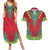 Haiti Choeblack Dashiki Style Couples Matching Summer Maxi Dress and Hawaiian Shirt Red Color