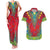 Haiti Choeblack Dashiki Style Couples Matching Tank Maxi Dress and Hawaiian Shirt Red Color