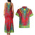 Haiti Choeblack Dashiki Style Couples Matching Tank Maxi Dress and Hawaiian Shirt Red Color