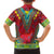 Haiti Choeblack Dashiki Style Family Matching Long Sleeve Bodycon Dress and Hawaiian Shirt Red Color
