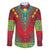 Haiti Choeblack Dashiki Style Family Matching Long Sleeve Bodycon Dress and Hawaiian Shirt Red Color