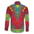 Haiti Choeblack Dashiki Style Family Matching Long Sleeve Bodycon Dress and Hawaiian Shirt Red Color