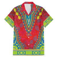 Haiti Choeblack Dashiki Style Family Matching Mermaid Dress and Hawaiian Shirt Red Color