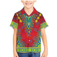 Haiti Choeblack Dashiki Style Family Matching Mermaid Dress and Hawaiian Shirt Red Color