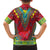 Haiti Choeblack Dashiki Style Family Matching Off The Shoulder Long Sleeve Dress and Hawaiian Shirt Red Color