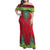 Haiti Choeblack Dashiki Style Family Matching Off Shoulder Maxi Dress and Hawaiian Shirt Red Color