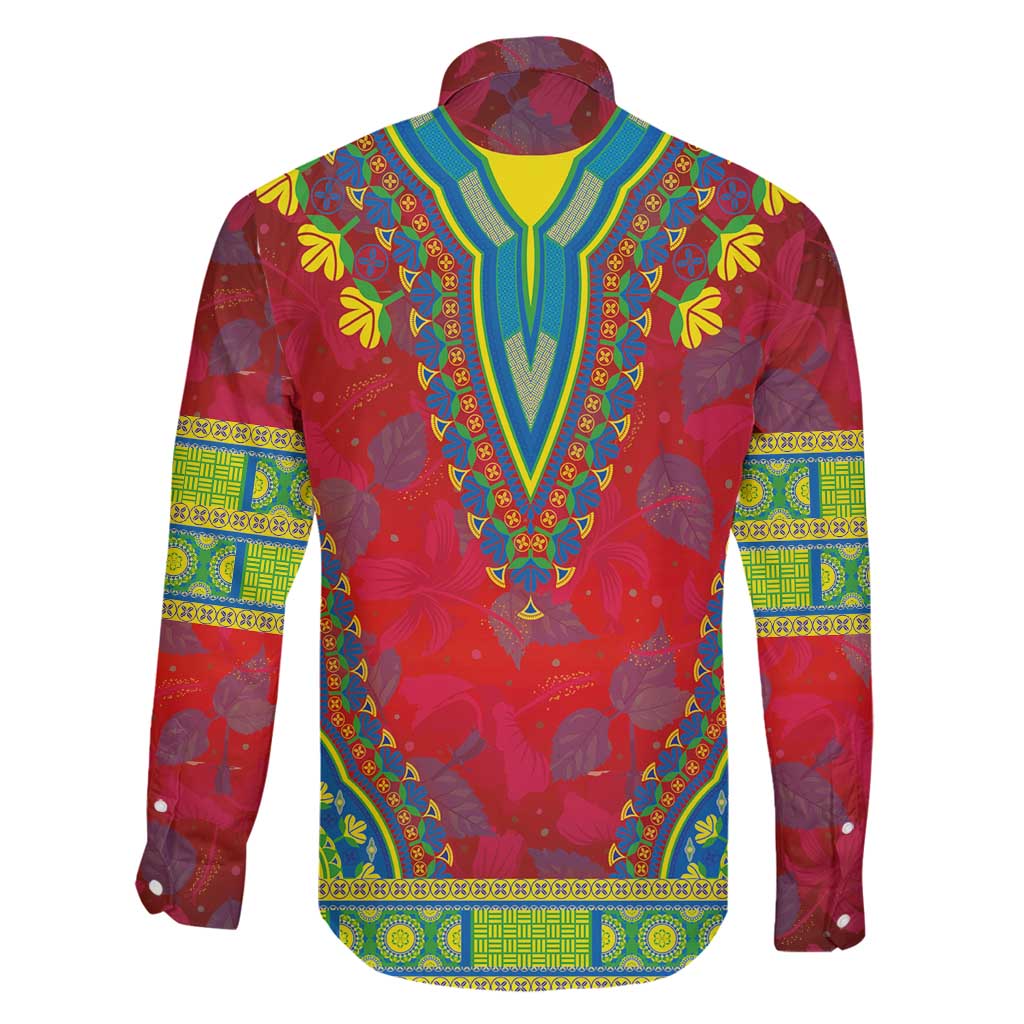 Haiti Choeblack Dashiki Style Family Matching Puletasi and Hawaiian Shirt Red Color