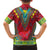 Haiti Choeblack Dashiki Style Family Matching Short Sleeve Bodycon Dress and Hawaiian Shirt Red Color