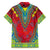 Haiti Choeblack Dashiki Style Family Matching Short Sleeve Bodycon Dress and Hawaiian Shirt Red Color