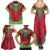 Haiti Choeblack Dashiki Style Family Matching Summer Maxi Dress and Hawaiian Shirt Red Color