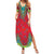 Haiti Choeblack Dashiki Style Family Matching Summer Maxi Dress and Hawaiian Shirt Red Color