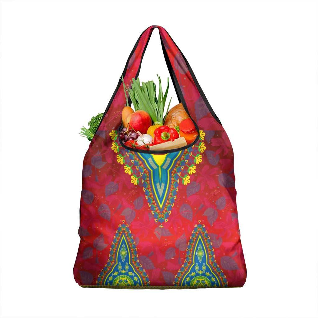 Haiti Choeblack Dashiki Style Grocery Bag Red Color