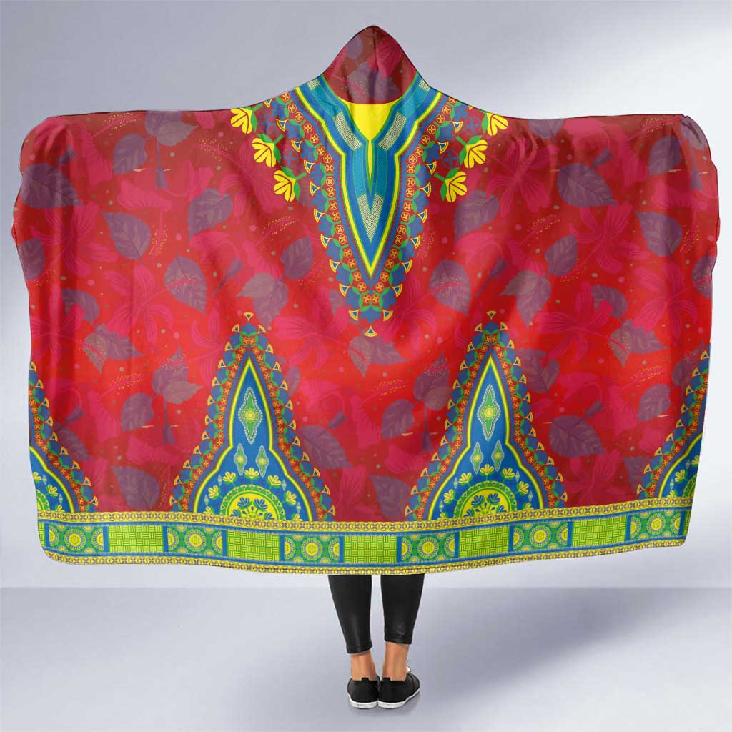 Haiti Choeblack Dashiki Style Hooded Blanket Red Color